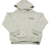 Bílá melírovaná mikina s nápisem a kapucí F&F