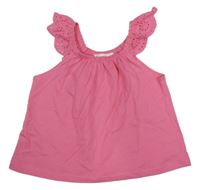 Růžový top s madeirou Mango