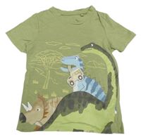 Světlekhaki tričko s dinosaury C&A