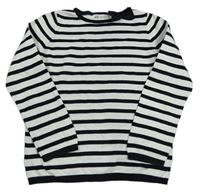 Bílo-černý pruhovaný svetr s mašlí H&M
