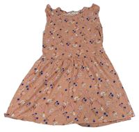 Růžovo-květované bavlněné šaty H&M
