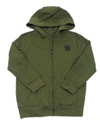 Khaki propínací mikina s potiskem a kapucí F&F