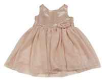 Světlerůžové saténovo/tylové slavnostní šaty s květem H&M