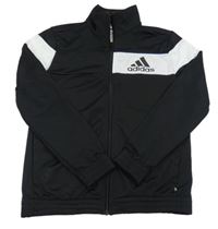 Černo-bílá sportovní propínací funkční mikina s logem Adidas 
