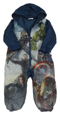 Světle-tmavomodrá šusťáková zateplená kombinéza s kapucí - Avengers