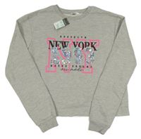 Nové - Šedá crop mikina s nápisem zn. Primark