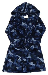 Tmavomodrý army chlupatý župan s kapucí F&F