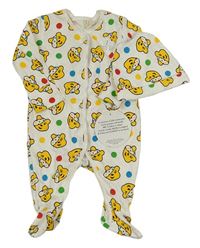 Nové - 2set - Bílý puntíkatý overal s Pudseym + čepice George