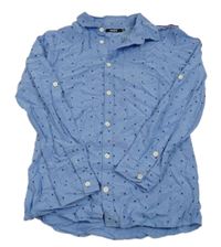 Modrá vzorovaná košile s nášivkou Europe kids