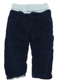 Tmavomodré podšité manšestráky s úpletovým pasem Dopodopo