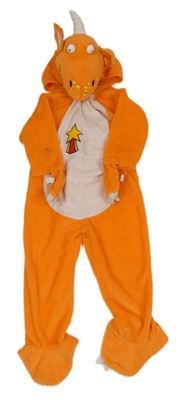 Kostým - Oranžovo-bílá chlupatá kombinéza s kapucí - Zog Tu