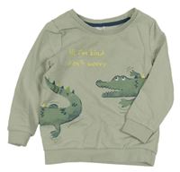Světlezelená mikina s krokodýly 
