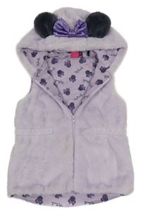 Lila kožešinová podšitá vesta s Minnie a kapucí Disney