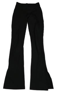 Černé žebrované flare kalhoty New Look