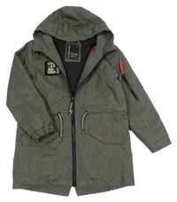 Tmavošedá melírovaná softshellová parka s kapucí Reserved