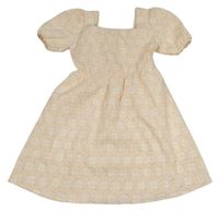 Bílo-růžové prošívané květované šaty