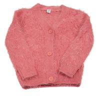 Růžový chlupatý propínací svetr dopodopo