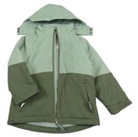 Khaki-světlezelená šusťáková jarní zateplená bunda s odepínací kapucí Kids