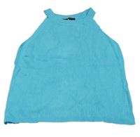 Modrý pletený žebrovaný crop top C&A