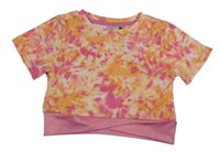 Růžovo-oranžové batikované sportovní crop tričko Ergeenomixx