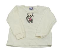 Bílá sametová mikina s kočkou Lupilu