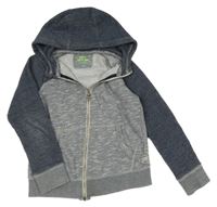 Tmavomodro-šedá melírovaná propínací mikina s kapucí  WE