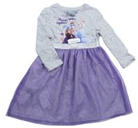 Šedo-fialové šaty s tylovou sukní - Ledové království Disney