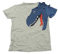 Šedé tričko s dinosaurem 