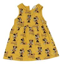 Okrové bavlněné šaty s Minnie Disney 