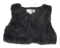 Tmavošedá kožešinová vesta Primark 
