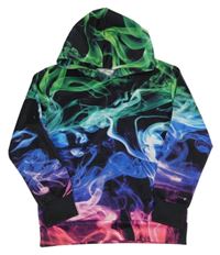 Černo-barevná vzorovaná mikina s kapucí zn. Funnycokid 