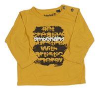 Okrové triko s nápisy Timberland 