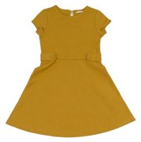 Okrové žebrované šaty s knoflíčky C&A