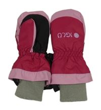 Růžovo-tmavorůžové šusťákové palcové rukavice 