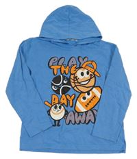 Modrá mikina s míči a kapucí H&M