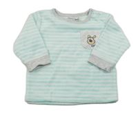 Mátovo-bílá pruhovaná sametová mikina s pejskem Ergee