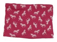 Fuchsiový pletený nákrčník s jednorožci X-mail 