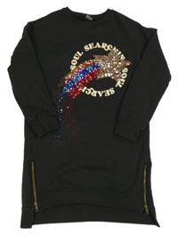 Černá dlouhá mikina s kometou z flitrů Next