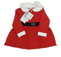 Nové - Červeno-bílé bavlnané šaty se srdíčkem a límečkem Dopodopo