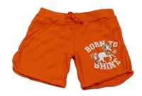 Oranžové bavlněné kraťasy s jednorožcem 
