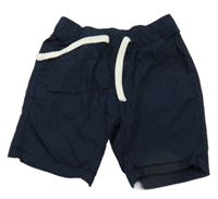 Tmavomodré plátěné kraťasy H&M