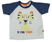 Bílo-tmavomodré tričko s tygrem Ergee 