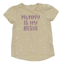 Béžové puntíkované tričko s nápisem Topomini 