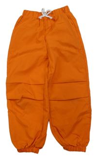 Oranžové šusťákové lehké cuff kalhoty 