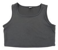 Šedý žebrovaný crop top Shein 