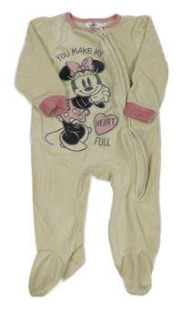 Béžovo-růžový plyšový overal s Minnií Disney