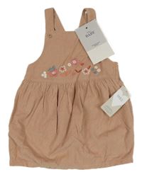 Nové - Světlerůžové manšestrové laclové šaty s kytičkami M&S