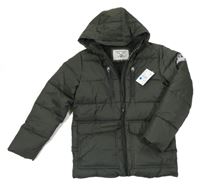 Nové - Khaki šusťáková prošívaná zimní bunda s kapucí C&A