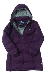 Lilkový kostkovaný šusťákový outdoorový zimní kabát s odepínací kapucí TRESPASS