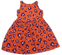 Červeno-tmavomodro-pudrové vzorované šaty H&M